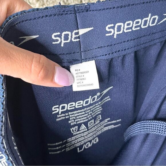 Speedo Board Shorts Men’s Large Blue Striped Lined - Picture 3 of 7